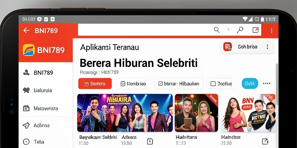 Tampilan antarmuka utama aplikasi Hiburan Selebriti BNI789.