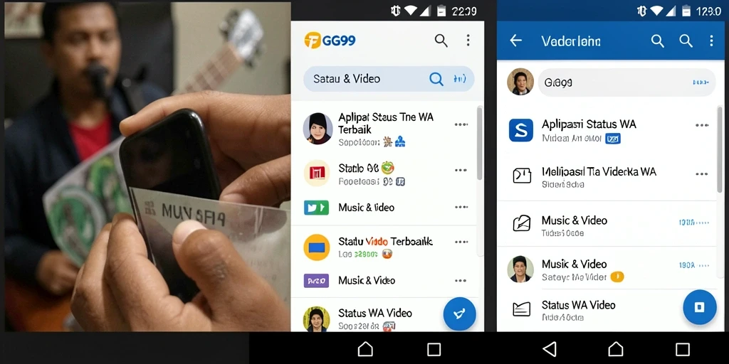 Tampilan antarmuka GG99 untuk status WA Video yang menarik.