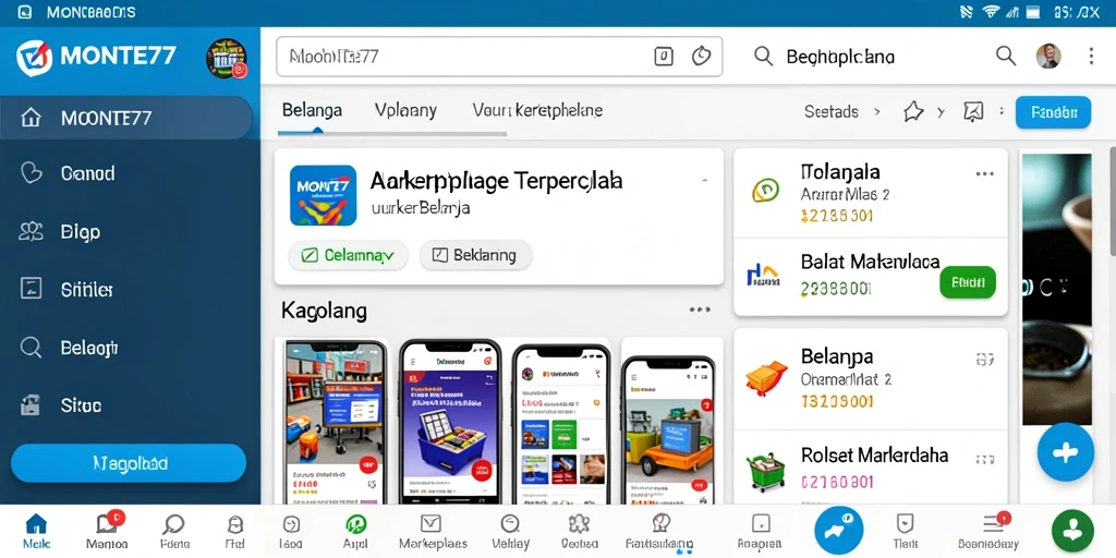 Tampilan antarmuka pengguna MONTE77 dengan berbagai kategori produk.