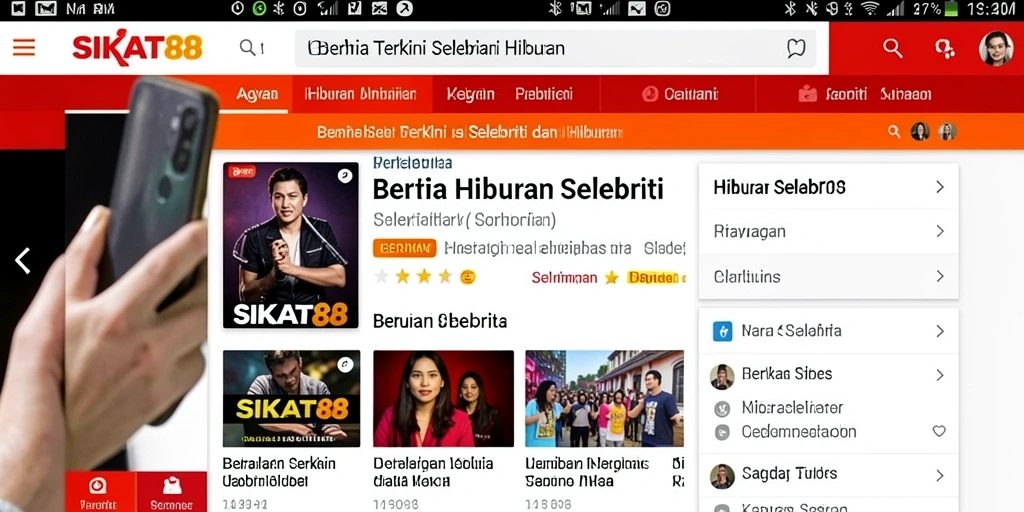 Tampilan antarmuka SIKAT88 dengan berita selebriti terkini.