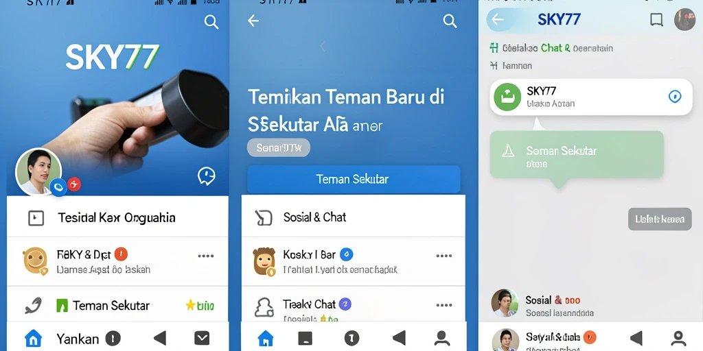 Tampilan antarmuka aplikasi SKY77 untuk mencari teman.