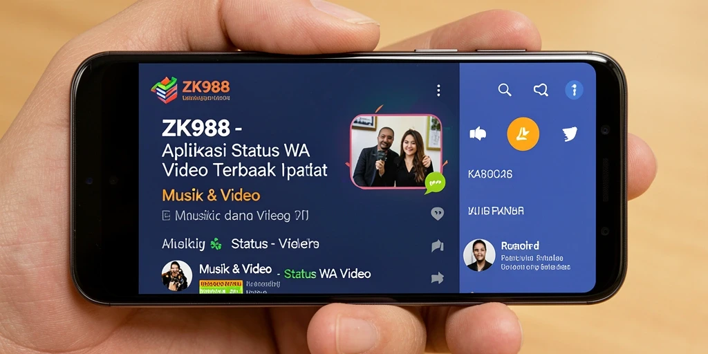 Antarmuka aplikasi ZK988 untuk status video yang menawan.